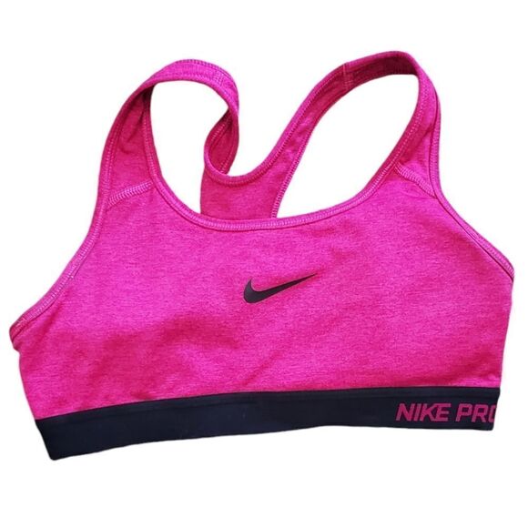 Nike Rasberry Pink & Black Sports Bra - Picture 1 of 3
